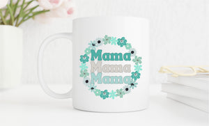 Mint Green Floral Wreath Mama png Sublimation - Happy Joy Graphics