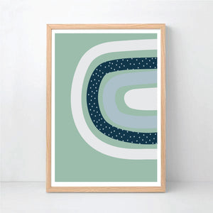 Blue Green Abstract Nursery Personalised Print Set - Happy Joy Decor