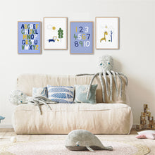 Load image into Gallery viewer, Blue Jungle Animal Instant Download Set of 4 - Kids Playroom Printables - Happy Joy Decor
