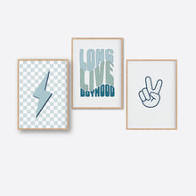 Load image into Gallery viewer, Blue Long Live Boyhood Lightning Bolt &amp; Peace Sign Instant Download Set of 3
