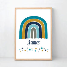 Load image into Gallery viewer, Blue Rainbow Personalised Print - Kids Name Print - Happy Joy Decor
