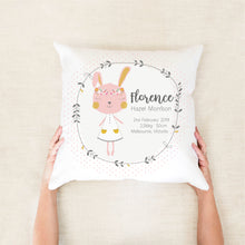 Load image into Gallery viewer, Pink Boho Bunny Birth Stat Cushion
