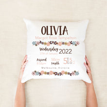 Load image into Gallery viewer, Boho Floral Birth Stat Cushion
