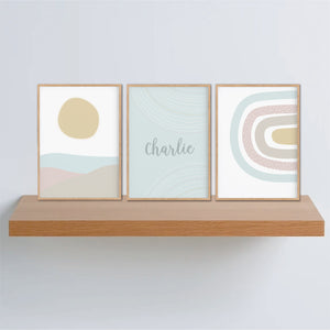 Pastel Abstract Sunset Personalised Print Set - Happy Joy Decor