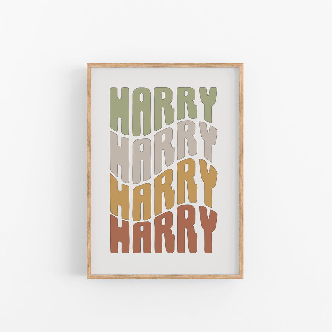 Boys Retro Wavy Name Print - Happy Joy Decor