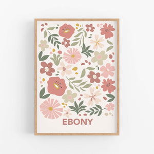 Personalised Boho Flower Market Print - Happy Joy Decor