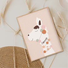 Load image into Gallery viewer, Boho Llama Personalised Print - Boho Kids Bedroom Decor - Happy Joy Decor
