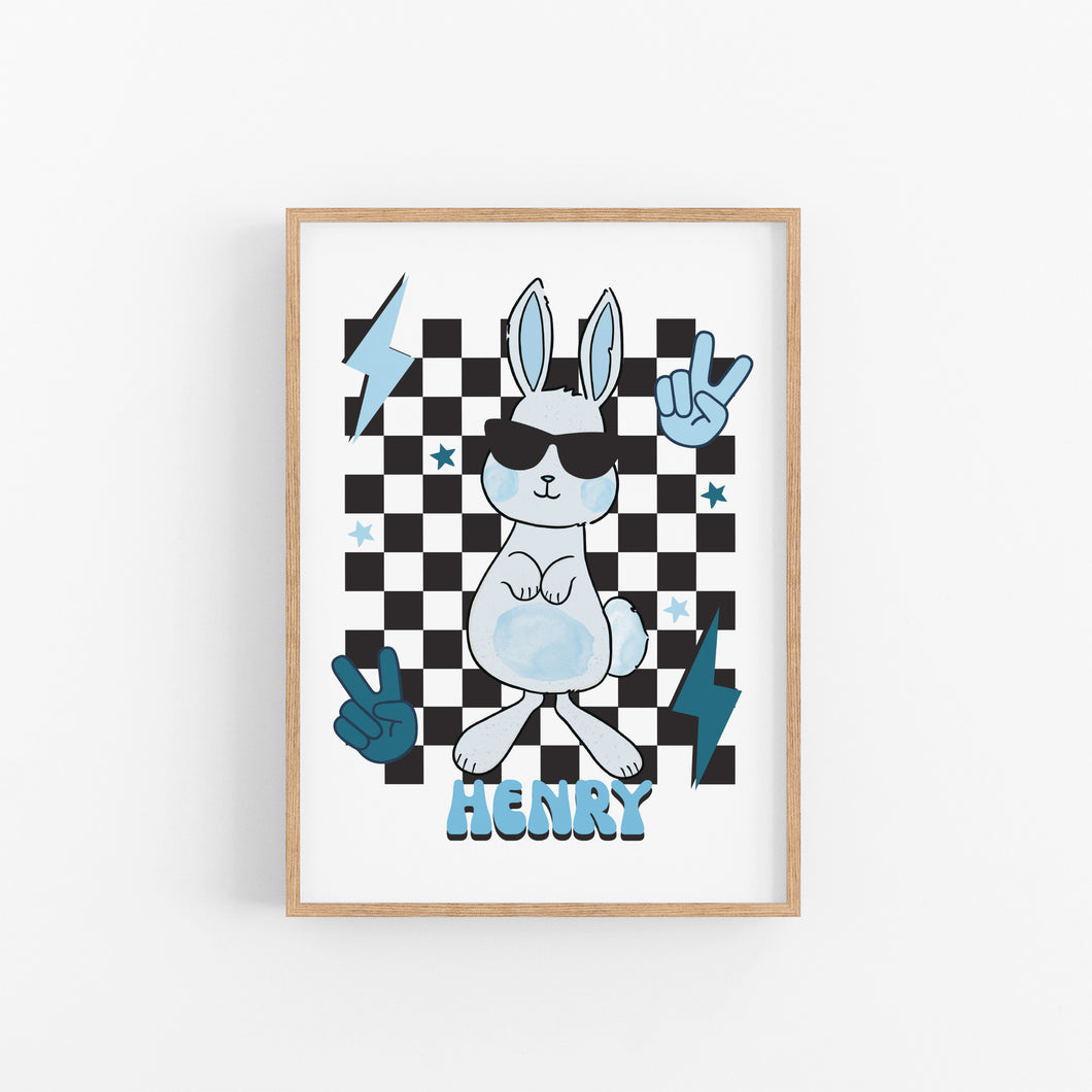 Retro Bunny Personalised Print