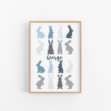 Load image into Gallery viewer, Blue Bunny Silhouette Personalised Print
