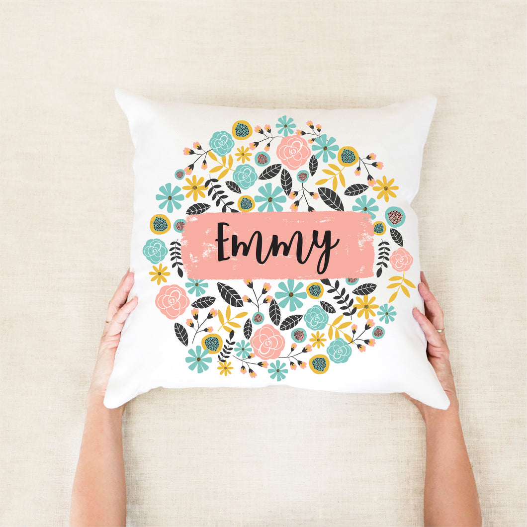 Bright Floral Personalised Cushion