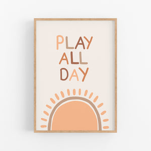 Play All Day Print - Boho Playroom Prints - Happy Joy Decor