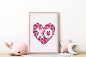Pink Checkered Heart Instant Download