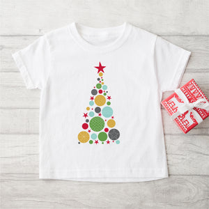 Bauble Christmas Tree Personalised Tee - Personalised Kids Christmas Tee - Happy Joy Decor
