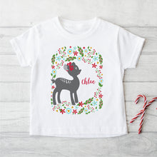 Load image into Gallery viewer, Christmas Fawn Personalised Tee - Personalised Kids Christmas Tees - Happy Joy Decor
