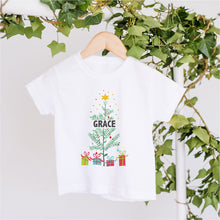 Load image into Gallery viewer, Christmas Tree Personalised Tee - Kids Personalised Christmas Tee - Happy Joy Decor
