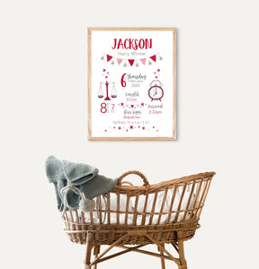 Classic Birth Stat Print - Newborn Gift - happy Joy Decor