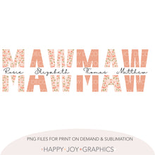 Load image into Gallery viewer, Peach Floral Customizable Mawmaw Png Template - Happy Joy Graphics
