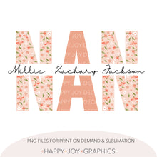 Load image into Gallery viewer, Peach Floral Customizable Nan png Template - Happy Joy Graphics
