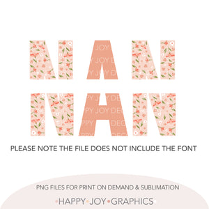 Peach Floral Customizable Nan png Template - Happy Joy Graphics