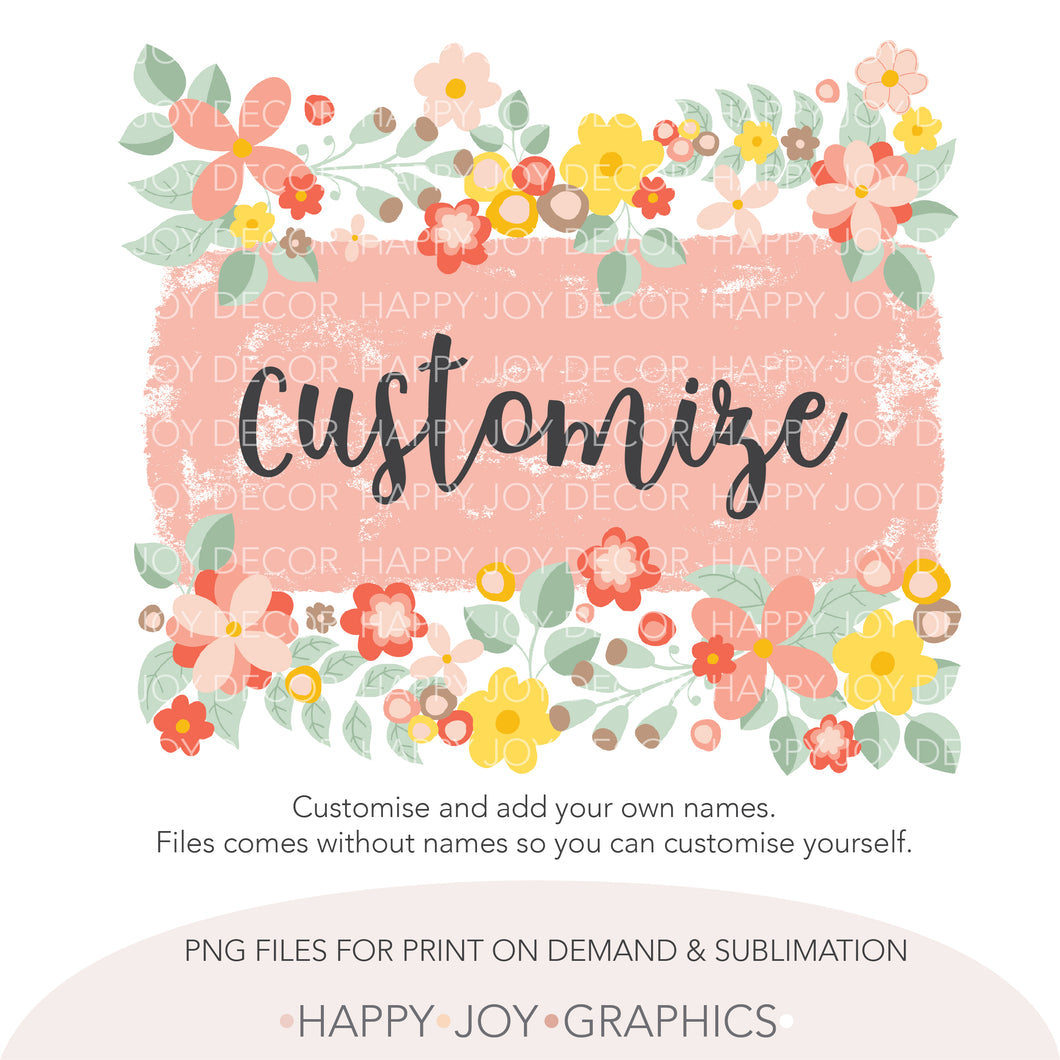 Peach Floral Customizable PNG Template - Happy Joy Graphics
