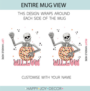 Disco Ball Skeleton Personalised Mug Halloween - Happy Joy Decor