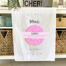 Load image into Gallery viewer, Pink Donut Personalised Tea Towel - Happy Joy Decor
