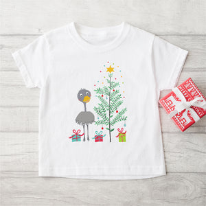 Christmas Emu Tree Personalised Tee - Kids Personalised Christmas Tee - Happy Joy Decor