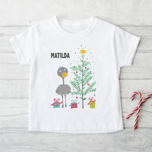 Load image into Gallery viewer, Christmas Emu Tree Personalised Tee - Kids Personalised Christmas Tee - Happy Joy Decor
