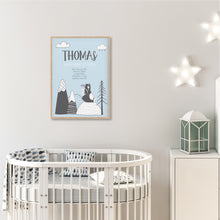 Load image into Gallery viewer, Explorer Bear Birth Stat Print - Boy Nursery Wall Decor - Happy Joy Decor
