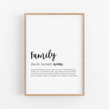 Load image into Gallery viewer, Family Definition Print - Family Wall Prints - Happy Joy Decor
