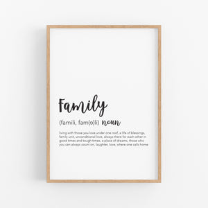 Family Definition Print - Family Wall Prints - Happy Joy Decor