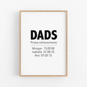 Finest Achievements Personalised Print For Dad - fathers day personalised gifts - Happy Joy Decor