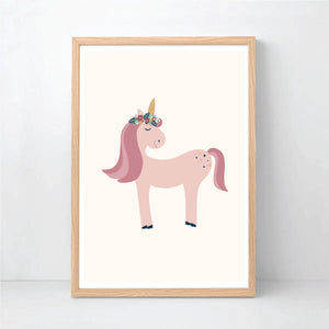 Floral Rainbow Unicorn Personalised Print Set - Happy Joy Decor