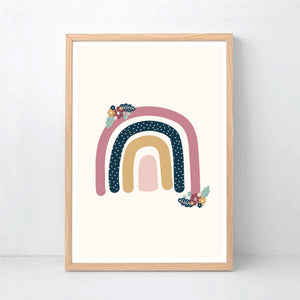 Floral Rainbow Unicorn Personalised Print Set - Happy Joy Decor