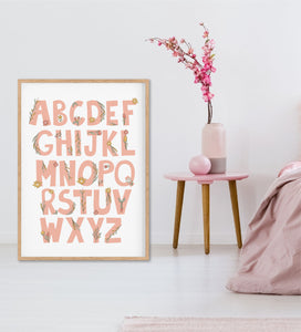 Floral Alphabet Printable Wall Art - Girls Nursery Printables - Happy Joy Decor