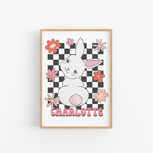 Retro Daisy Bunny Personalised Print