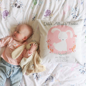 Sweet Bunny Birth Stat Cushion
