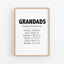 Load image into Gallery viewer, Grandads Finest Achievements Personalised Print - Personalised Fathers Day Gifts For Grandparents - Happy Joy Decor
