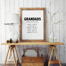Load image into Gallery viewer, Grandads Finest Achievements Personalised Print - Personalised Fathers Day Gifts For Grandparents - Happy Joy Decor
