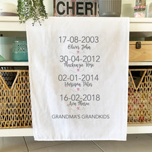 Load image into Gallery viewer, The Grandkid&#39;s Personalised Tea Towel - Mothers Day Gift - Happy Joy Decor
