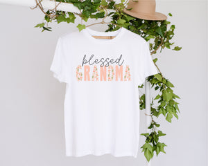Peach Floral Blessed Grandma png Sublimation - Happy Joy Graphics