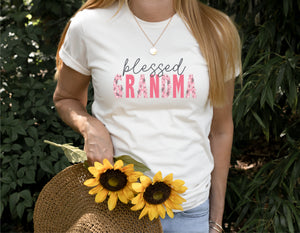 Pink Floral Blessed Grandma png Sublimation - Happy Joy Graphics