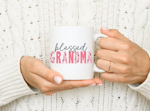 Pink Floral Blessed Grandma png Sublimation - Happy Joy Graphics