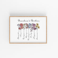 Load image into Gallery viewer, Grandma&#39;s Garden Birth Flower Personalised Print
