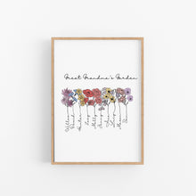 Load image into Gallery viewer, Grandma&#39;s Garden Birth Flower Personalised Print
