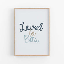 Load image into Gallery viewer, Blue Loved To Bits Print - Boys Nursery Prints - Happy Joy Decor
