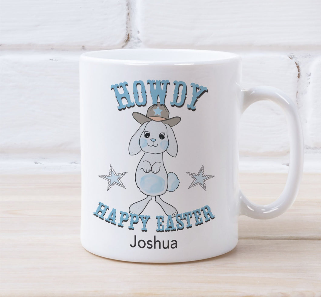 Howdy Cowboy Easter Bunny Personalised Mug