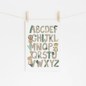 Jungle Alphabet Printable Wall Art - instant download - Happy Joy Decor