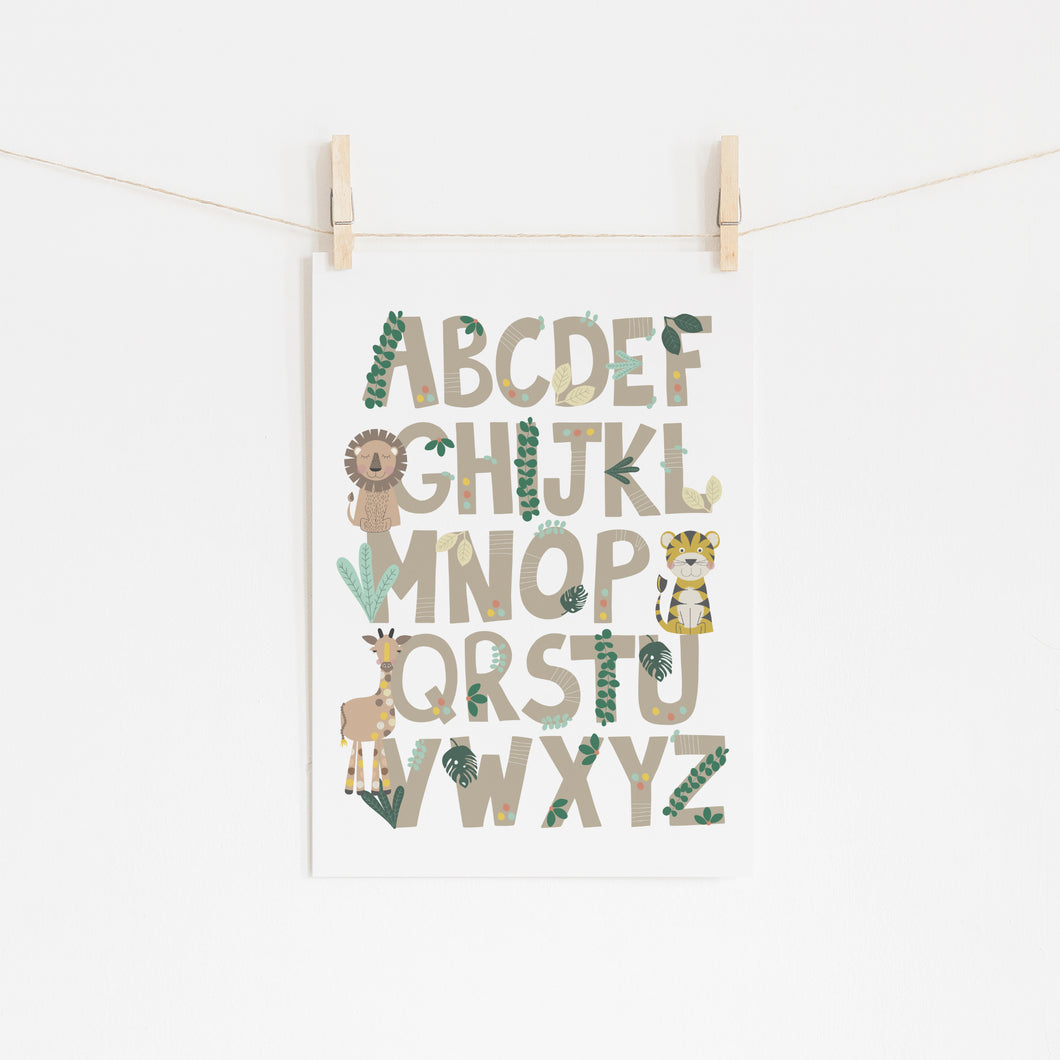 Jungle Alphabet Printable Wall Art - instant download - Happy Joy Decor