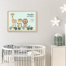 Load image into Gallery viewer, Jungle Animals Birth Stat Print - Happy Joy Decor
